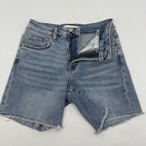 Vervet Done Deal High Rise Denim Shorts Women's XS or 0 Frayed Light Wash Casual